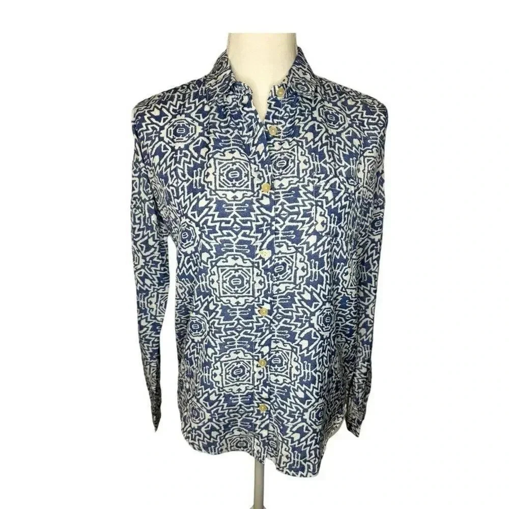NEW Scotch & Soda Maison Scotch Women’s Size P Blue & White Button Down Top NWT